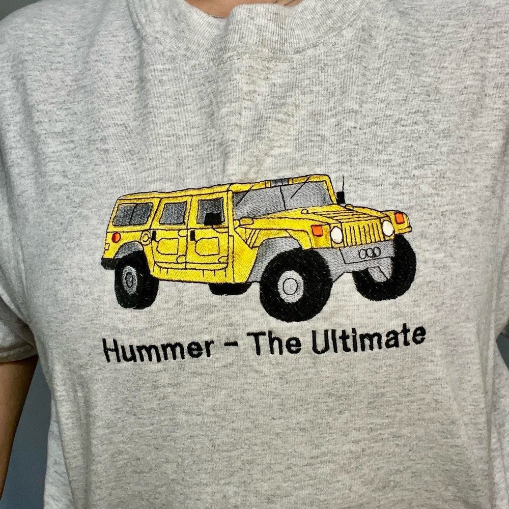 Jerzees Gray Tee with Yellow Hummer Graphic